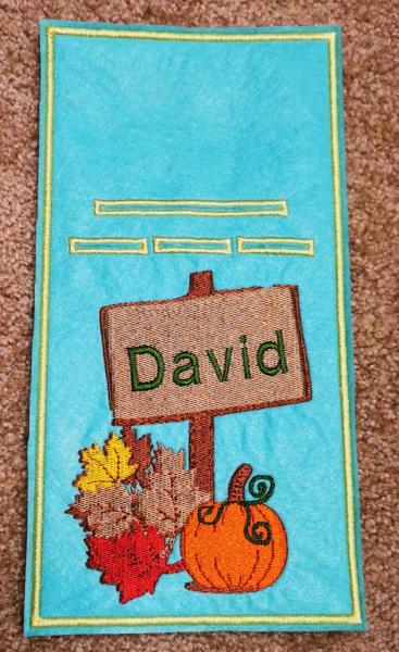 ITH - Stickdatei Bestecktasche Kuerbis mit Schild